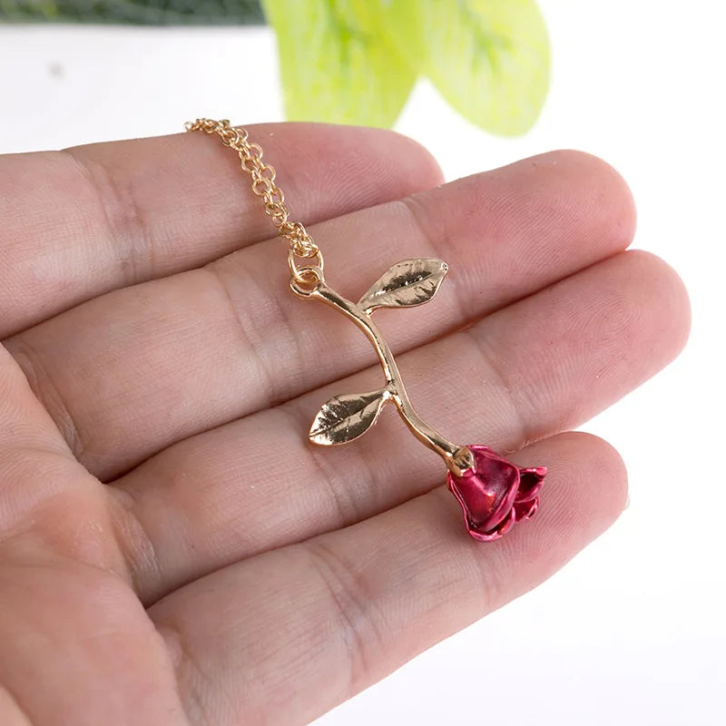 Falling Rose Pendant "Adjustable Chain"