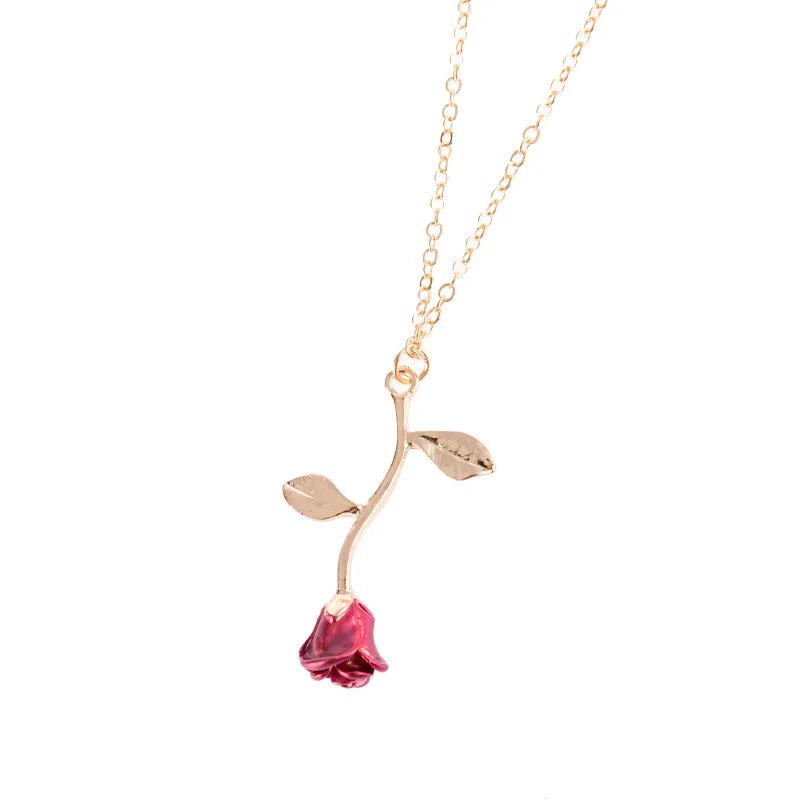 Falling Rose Pendant "Adjustable Chain"